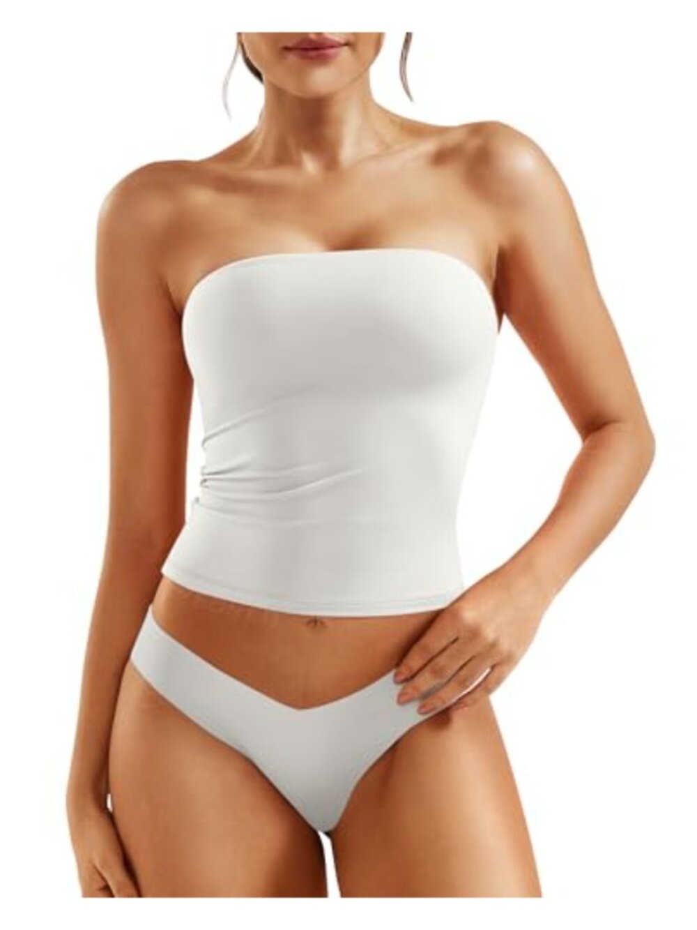 Women Double Lined Tube Top Strapless Crop Bandeau Y2K